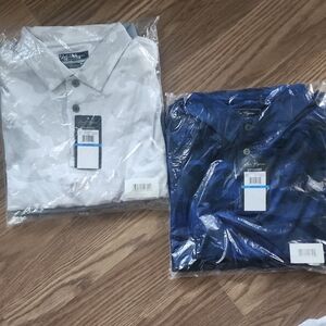 Greg Norman Collection Polo Shirts White and Blue Casual Style